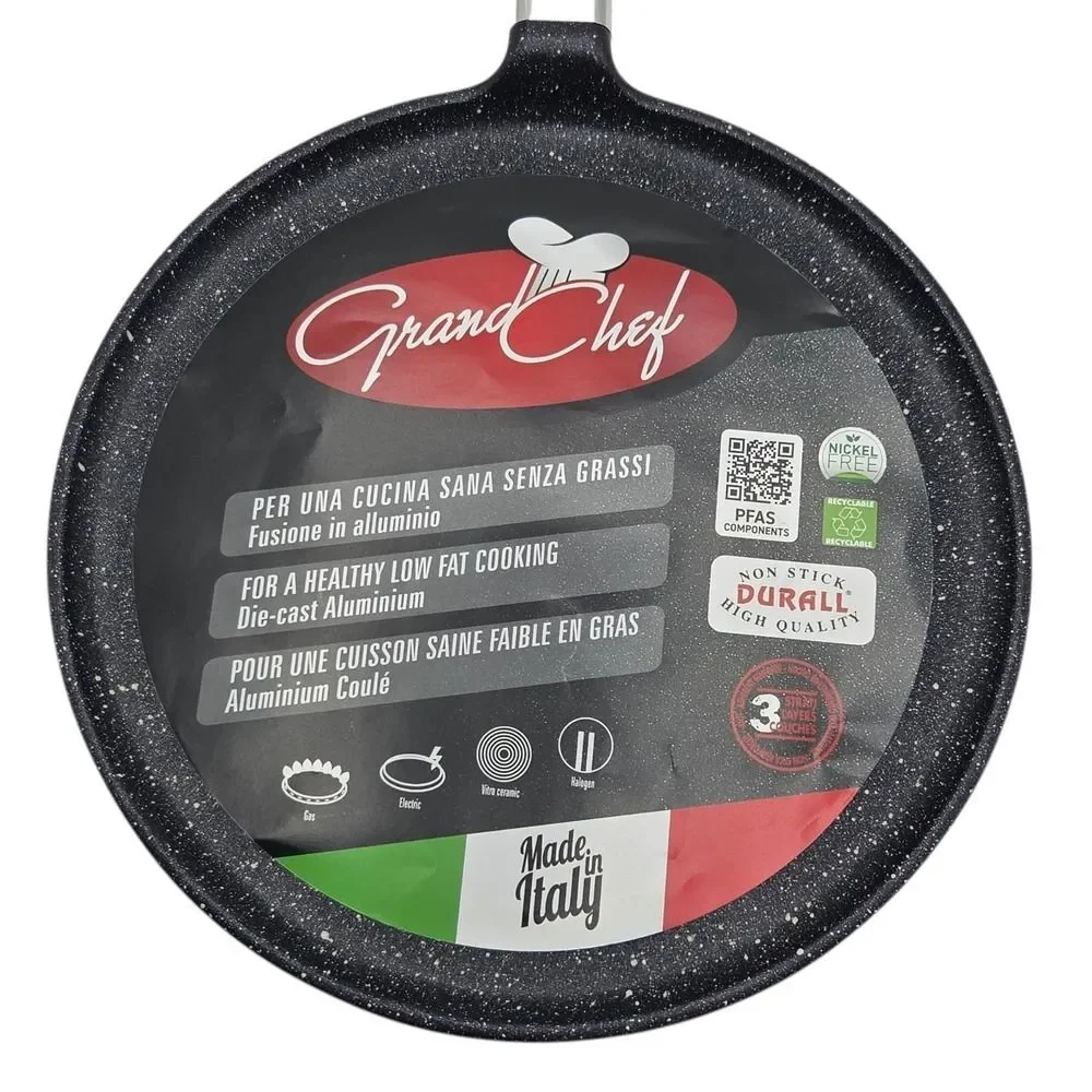 Roch Guss Grand Chef Crepe Griddle Flat Pan 9.5in Healthy Cookware ITALY NEW